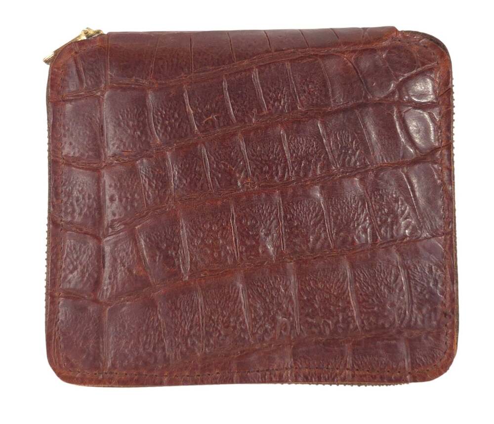 Vintage 90s Mulberry Congo Zip Wallet Womens Brown Croc Embossed - Picture 3 of 7